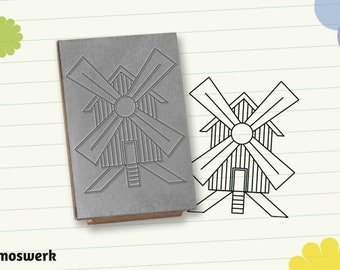 Stempel « WINDMÜHLE 02 » Adressenstempel Motiv Name Müller Holland Niederlande