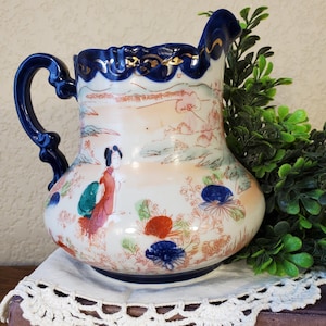 Antique/Vintage Hand Painted Porcelain Japanese Pitcher