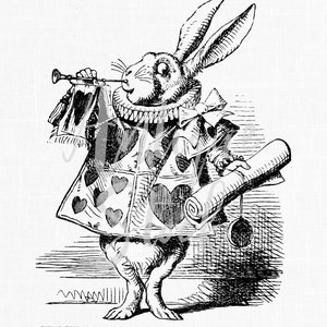 White Rabbit Vintage Image Clipart Alice nel paese delle meraviglie disegno - illustrazione antica grafica per trasferimenti, scrapbooking, artigianato...