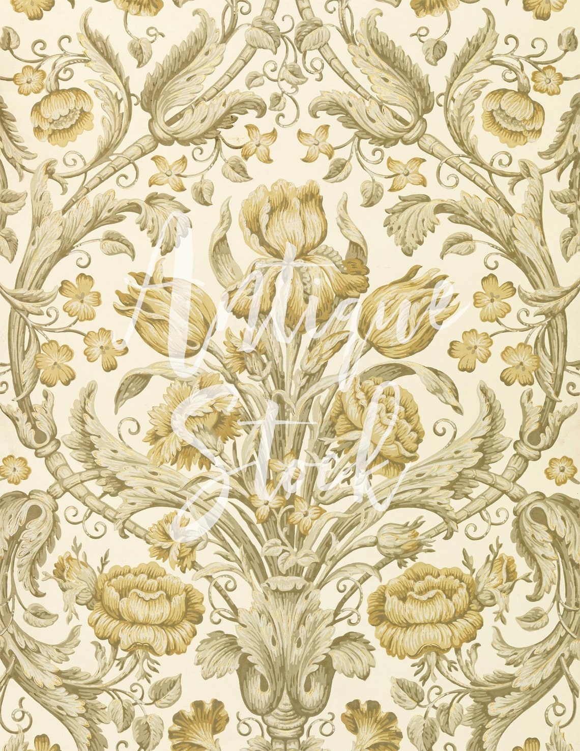 Antique Floral Digital Paper, Digital Download Vintage Image for ...