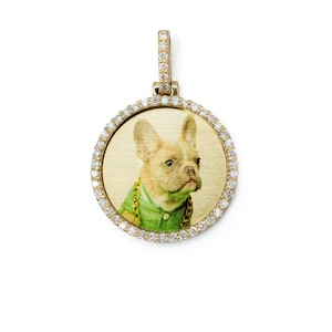 14K Solid Gold • 20mm Small Photo Pendant • Picture Pendant • Natural Diamonds/Lab Diamonds/Black Diamonds/Moissanite/CZ
