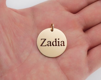 Name or Initial Pendant Laser Cut Out 14K Solid Gold • Different Sizes
