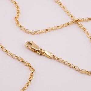 14K Real Solid Gold 2.1mm Thick Cable Chain for Men and Women  16&quot; 18&quot;