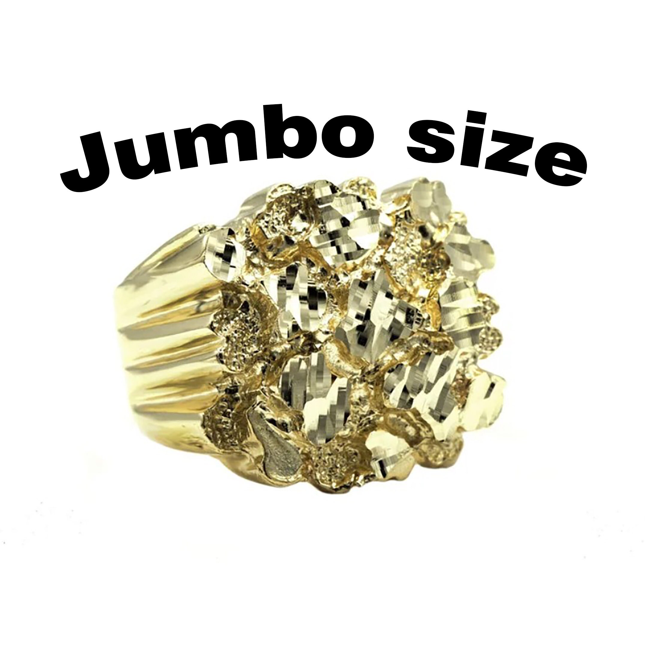 Real 14k Yellow Gold Nugget Ring, Men's Sizes 8, 9, 10, 11, Handmade In USA