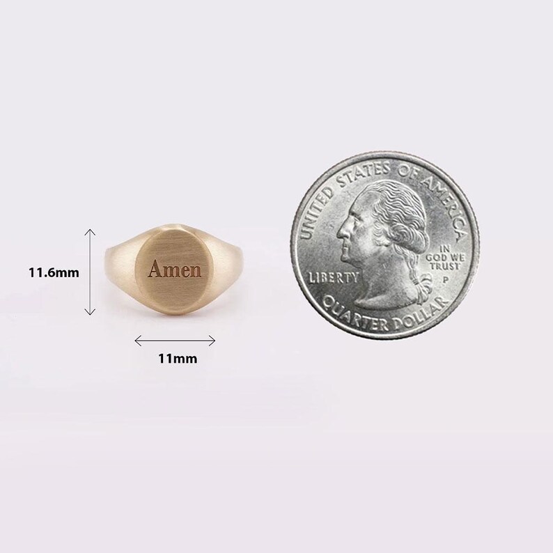 Gold Signet Ring, Amen Engraved Ring, Custom Initial Engraved Ring ...