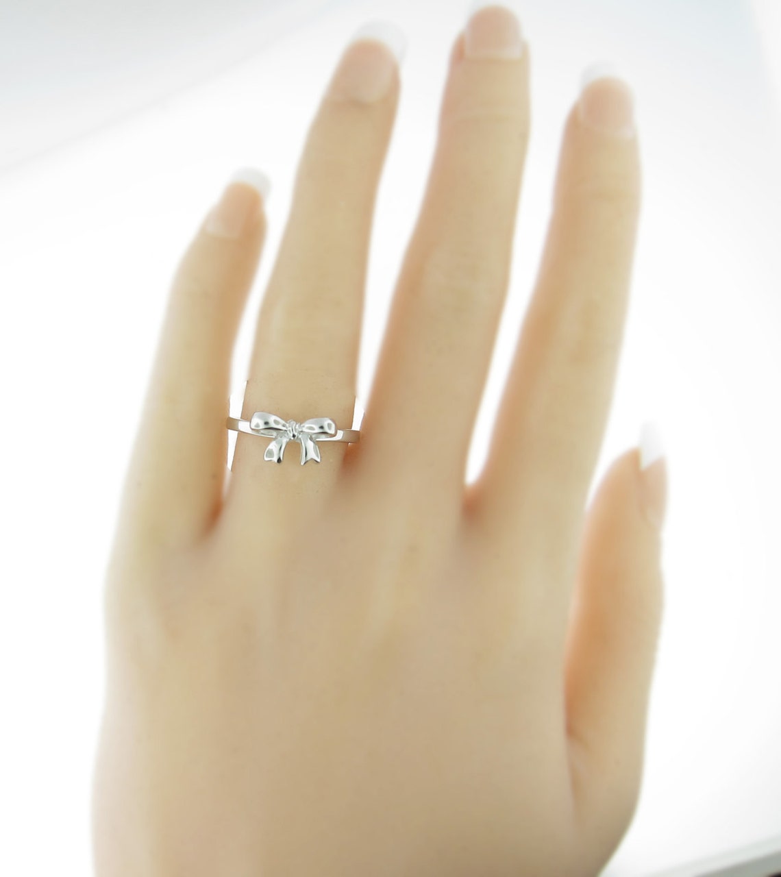 14k Solid Gold Ribbon Bow Ring. Cute Bow Ring. Etsy