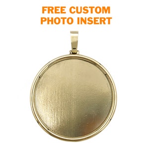 Large Photo Pendant • Simple Heavy Design • Custom Pendant • Round Memory Charm • Picture Necklace (14k, 10k Solid Gold)
