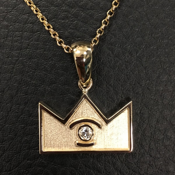 joey badass crown pendant 10k 14k yellow gold silver with diamond eye  pendent only!