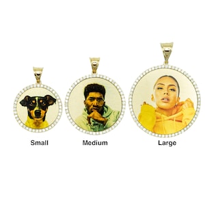 Lightweight Circle Photo Pendant • Picture Necklace • Memorial Pendant • Photo Charm • Custom Jewelry (14k Solid Gold) with Natural Diamonds