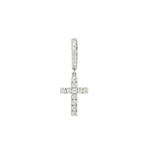 Dangle Cross Earrings • Hoop Earrings • Straight Cross • Half Pair or Full Set (14k Solid Gold) with moissanite or Natural Diamonds