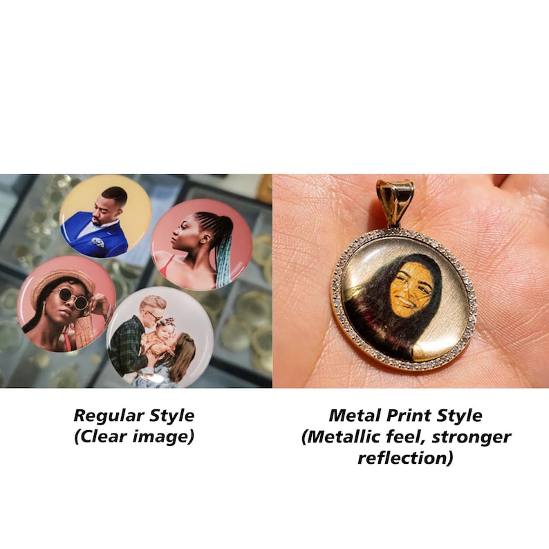 14K Solid Gold Diamond Photo Pendant • Personalized Memorial Charm image 7
