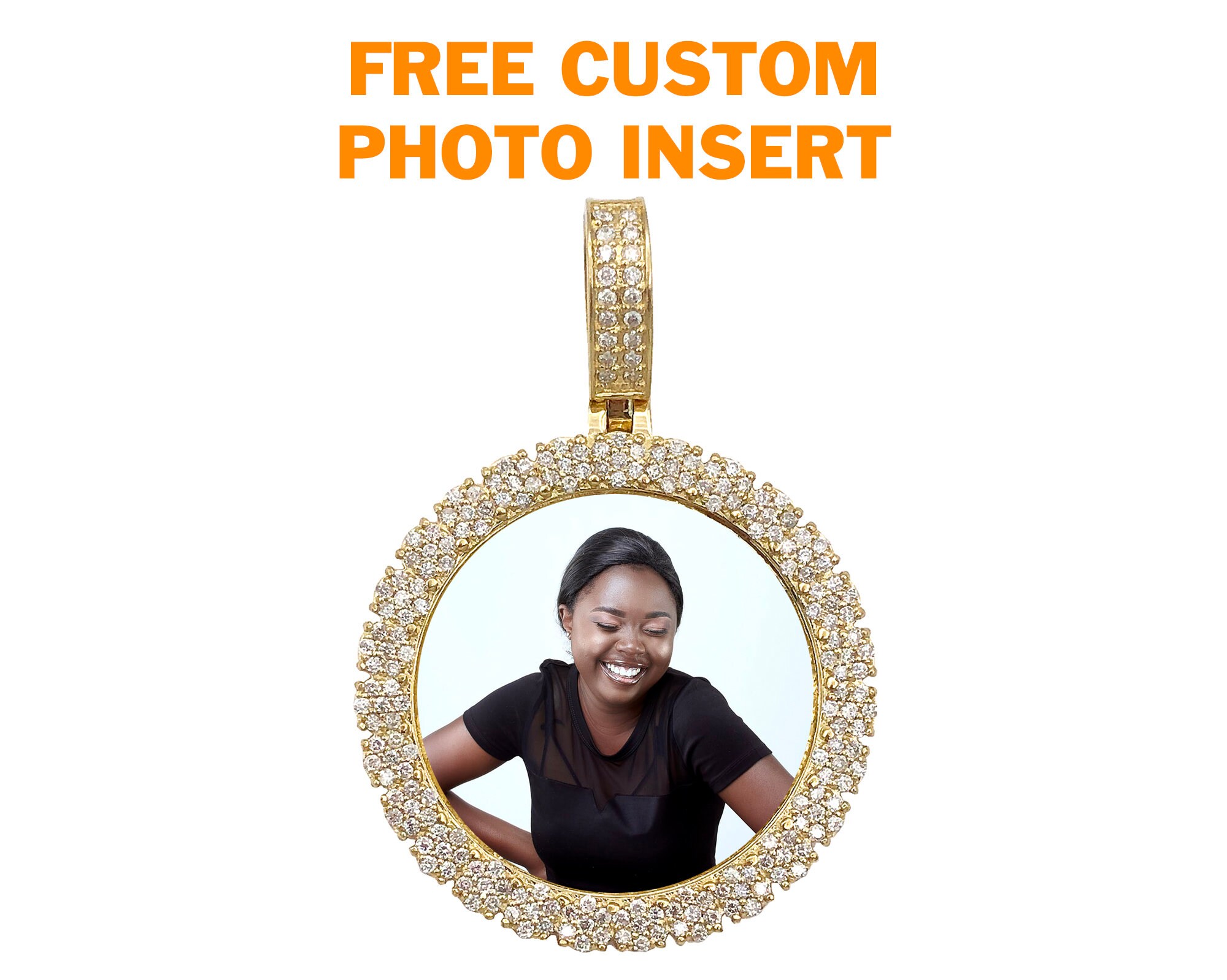 Flower Honeycomb Photo Pendant Memorial Necklace Picture Charm Custom Design Jewelry 14k Solid Gold With Natural Diamonds 1.8ct Etsy