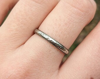 Bague Jonc Alliance En Or Blanc 18k Vintage – Taille 53 – Style éternité (circa 1972)