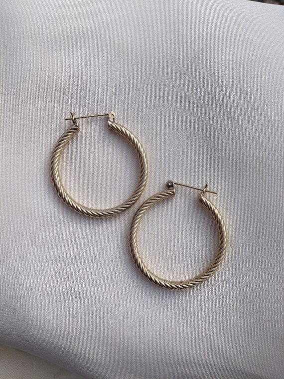 Bold Twisted Rope Tube Hoop Earrings in 14k Yello… - image 7