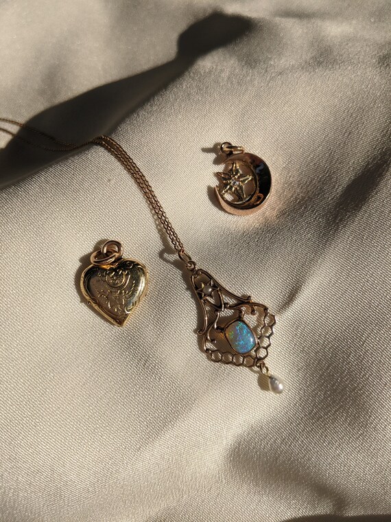 Art Nouveau Opal and Pearl Lavalier - image 4