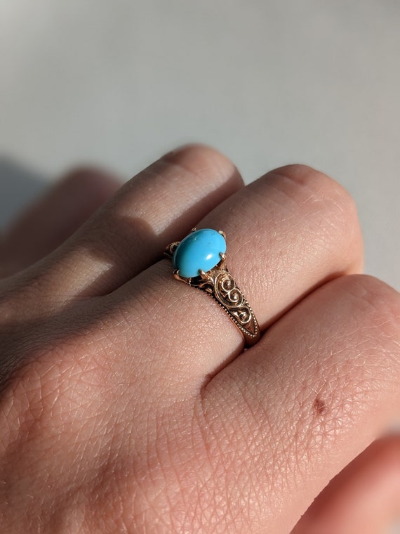 Antique Victorian Turquoise Ring in 10k Rose Gold