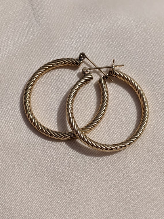 Bold Twisted Rope Tube Hoop Earrings in 14k Yello… - image 6