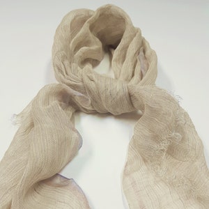 Natural Linen Scarf / Natural Ivory Color / Lightweight Long Scarf