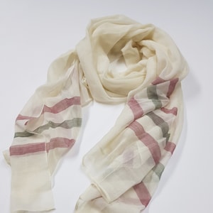 Cotton Gauze scarf / Ivory color / Lightweight, Soft  / Oversized  Casual look / Easy to wrap around