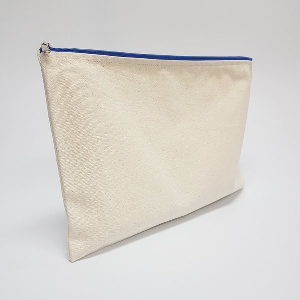 9*14" Eco friendly clutch bag / Sturdy  Unbleached Cotton Canvas Fabric