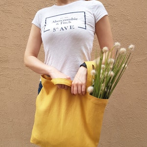 Sac fourre-tout en lin, Sac de marché, Cartable, Tissu écologique 100% Linnen