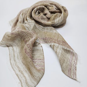 Natural Linen Scarf / Lightweight Soft Linen Mesh Scarf / Easy to wrap around / Thin Fabrication