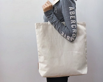 3 pcs - Unbleached Cotton Canvas Tote Bag, Heavy Duty Market Bag, 16x17"