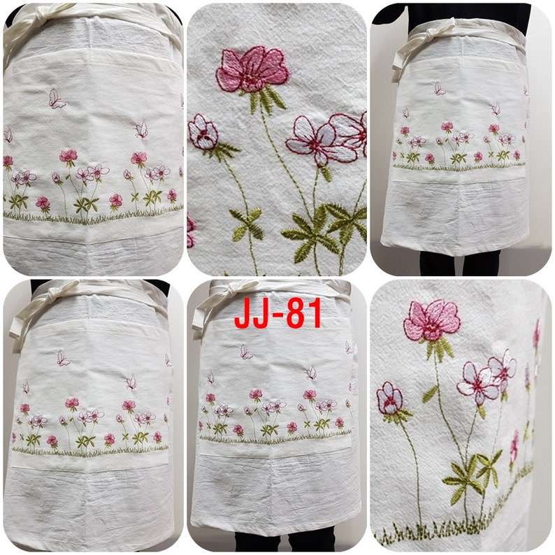 Embroidered Cotton Apron / Flower Embroidery With Multi Colors Etsy