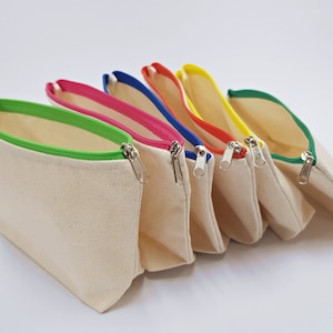 Pochette cosmétique 100 % coton / Toile de coton résistante / Pochette à crayons / Organiseur