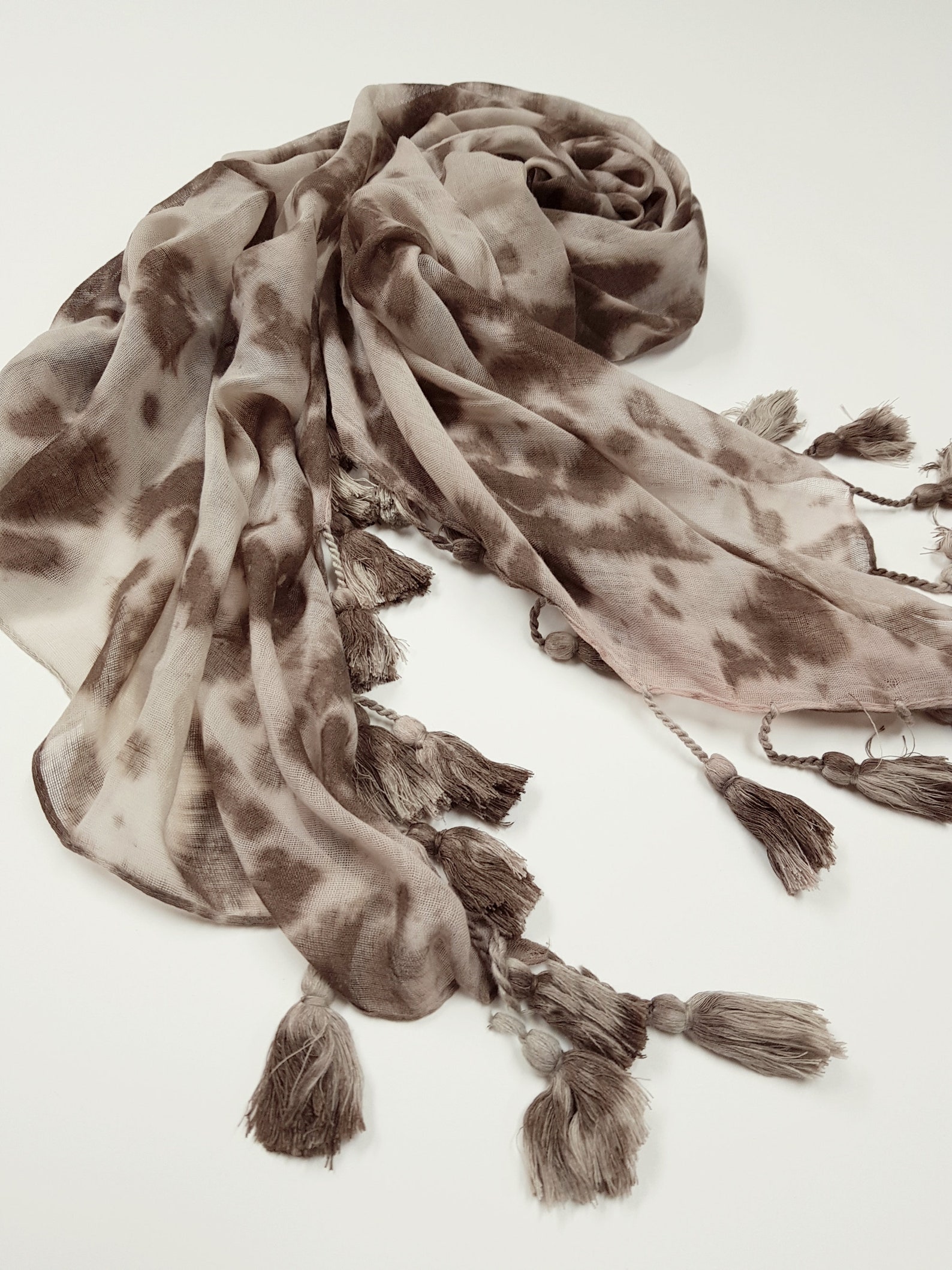 Cotton Gauze handdye scarf / Ivory Brown color / Etsy