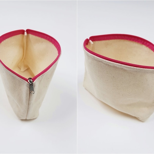 10pcs Cotton Canvas Cosmetic Pouch, Round-Top Makeup Bag, DIY Art Project