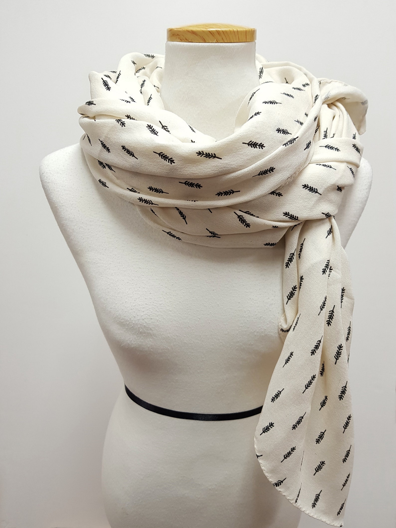 Natural cotton scarf / Ivory color / Lightweight / Oversized Etsy