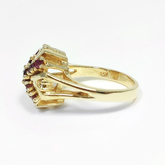 Natural Ruby & Diamond Round Cluster Cocktail Flo… - image 9