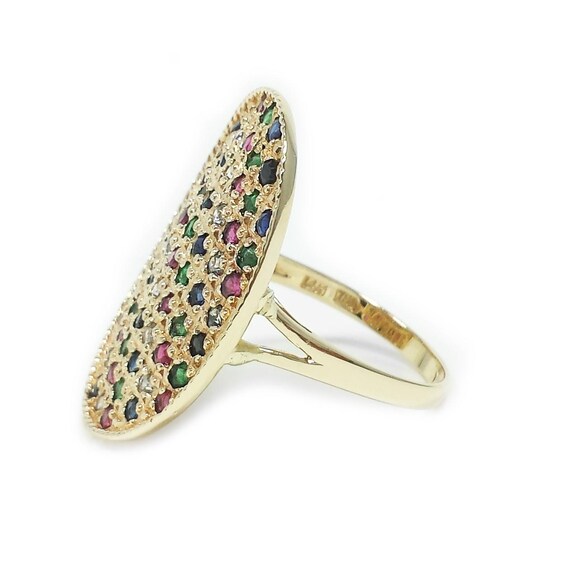 Vintage 14k Yellow Gold Multi Gemstone Cocktail R… - image 3