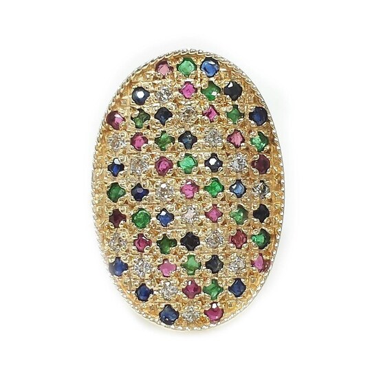 Vintage 14k Yellow Gold Multi Gemstone Cocktail R… - image 2