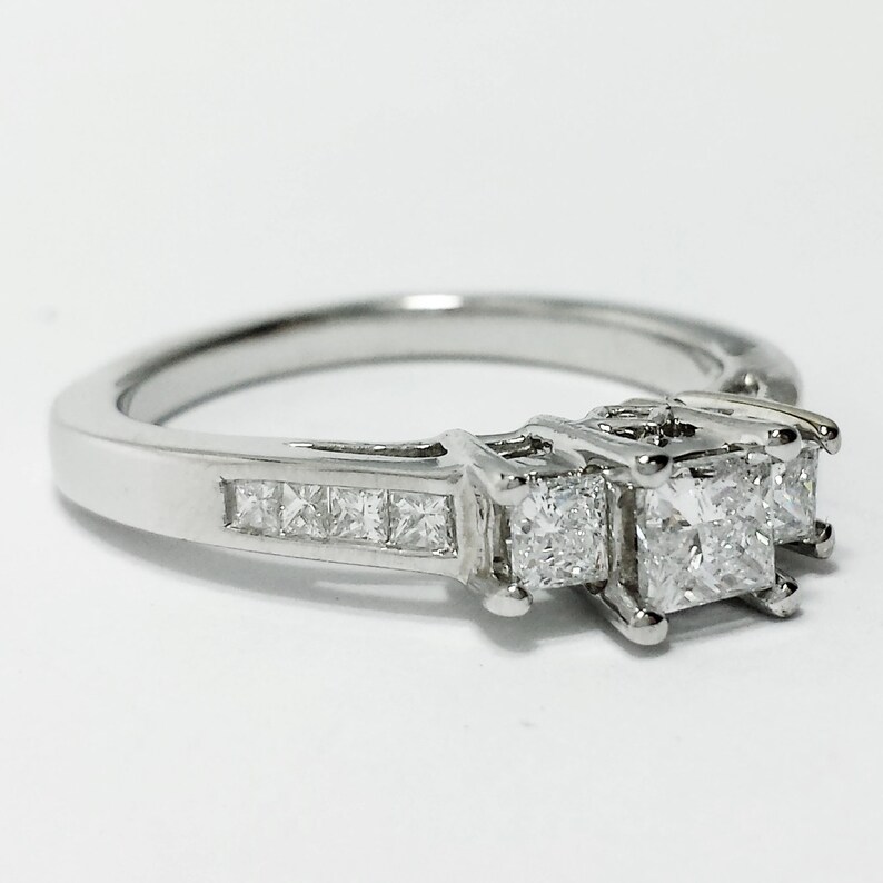 14k White Gold 3Stone Diamond Engagement Kay Jeweler ZEI Ring Etsy