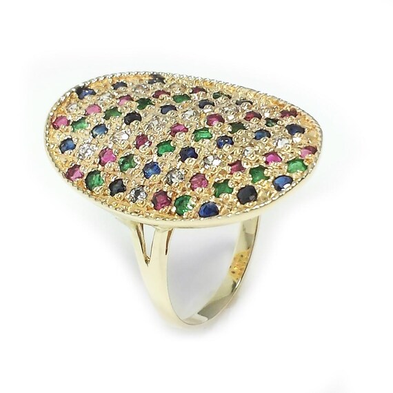 Vintage 14k Yellow Gold Multi Gemstone Cocktail R… - image 6