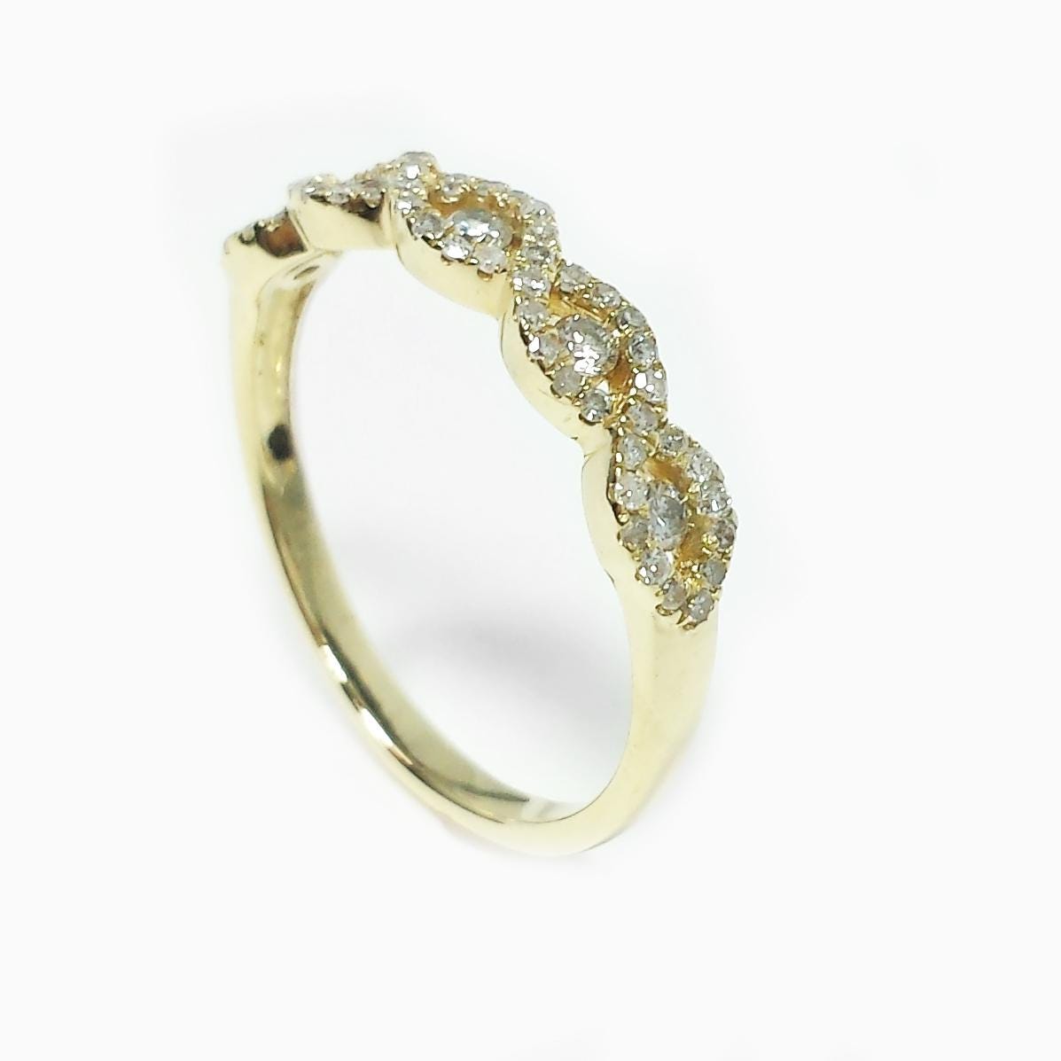 Infinity Stackable Ring Infinity Stackable Round Cut Natural Diamond Wedding Band Ring 14k ...