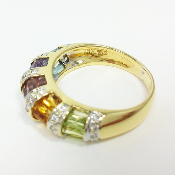 Rainbow Yellow Gold Diamond Multi Stone Color CZ … - image 9