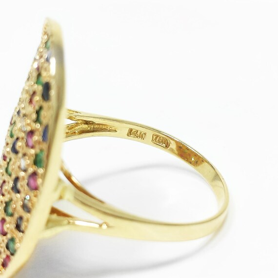 Vintage 14k Yellow Gold Multi Gemstone Cocktail R… - image 9