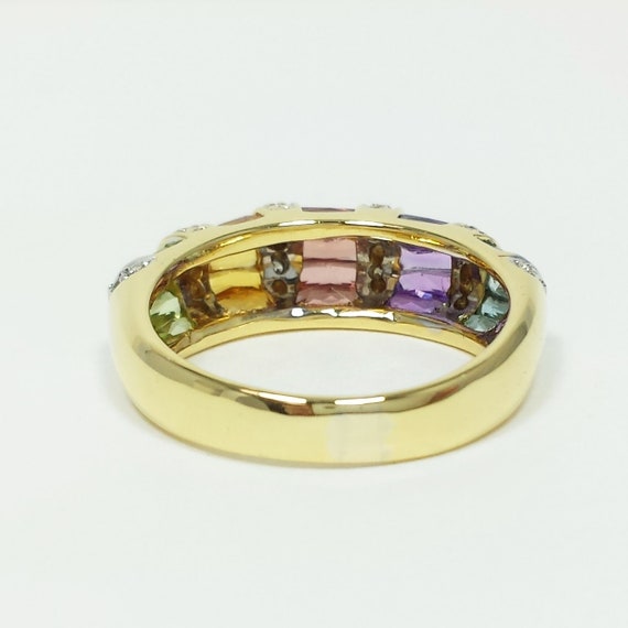 Rainbow Yellow Gold Diamond Multi Stone Color CZ … - image 8