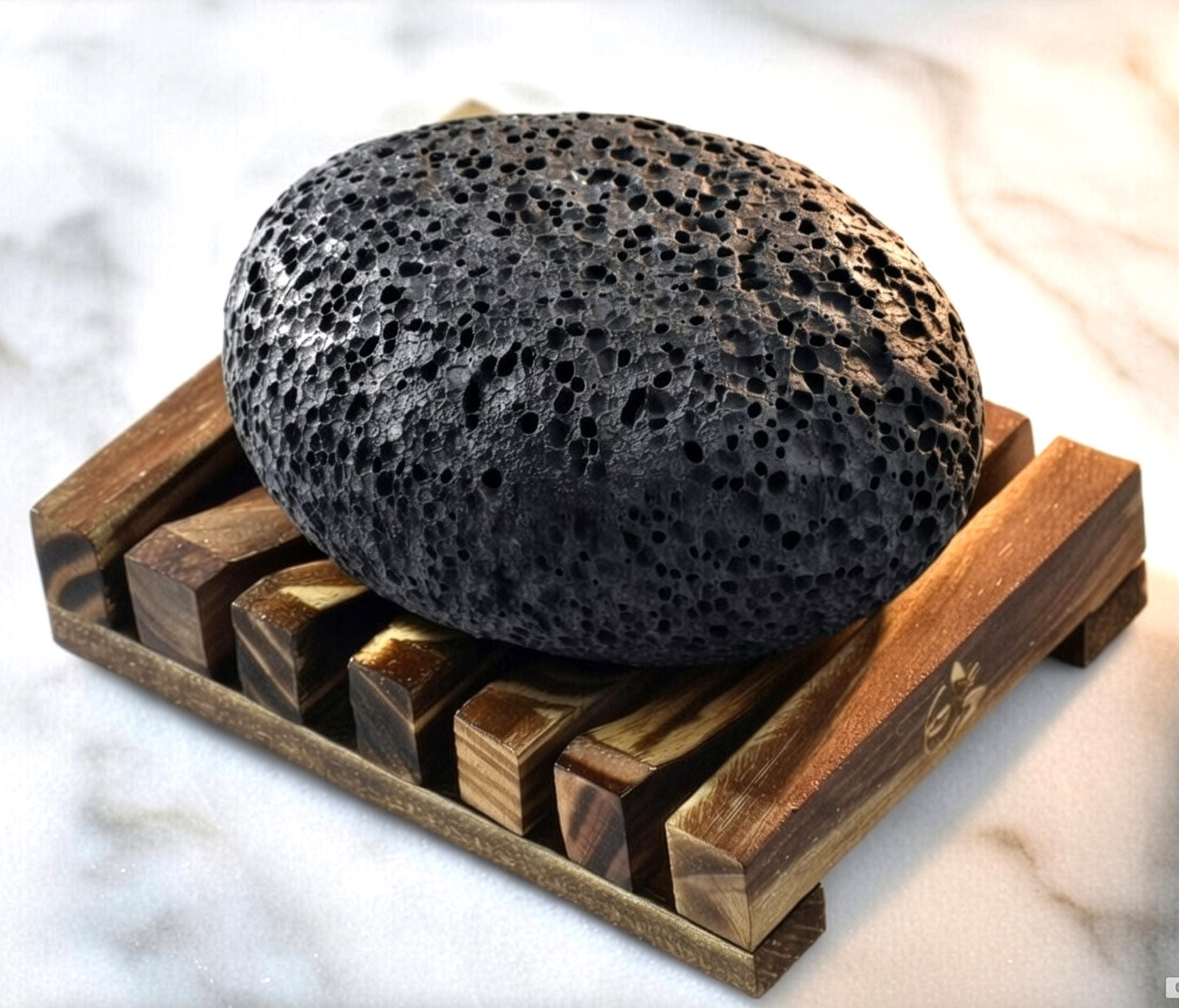 Natural Volcanic Pumice Stone - Foot Scrubber with Wooden Tray Natural Volcanic Pumice Stone - Foot Scrubber with Wooden Tray
