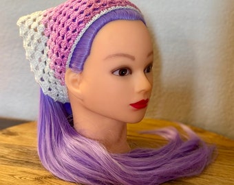 Crochet Hair Bandana, Head Scarf, Kerchief, Headband, Hair Accessory, Head Wrap, Festival Accesory