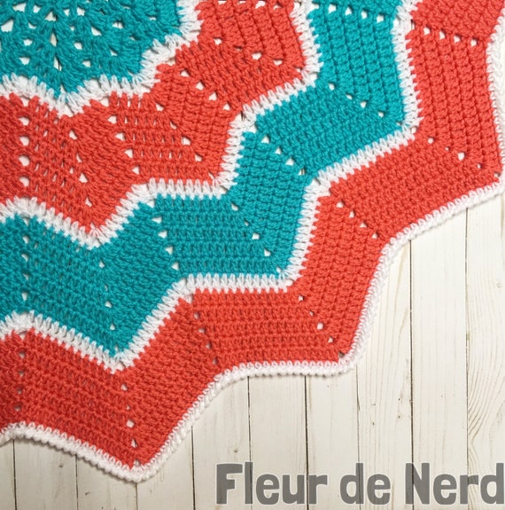 12 Point Star Baby Blanket Coral Pink Tiffany Blue And Etsy