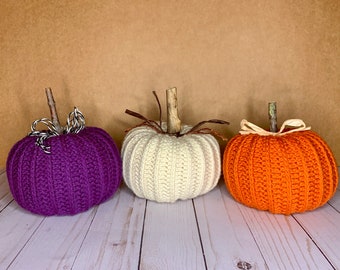 Crochet Boho Farmhouse Pumpkin (Centerpiece, Decoration, for Fall, Halloween, Thanksgiving)