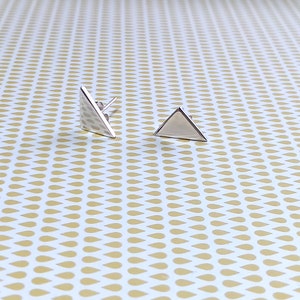 Silver Triangle Earrings -  Triangle Sterling Silver Studs - Sterling Silver Triangle Earrings.