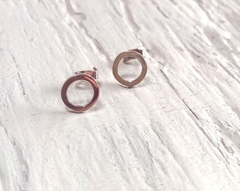 Small Sterling Silver Earrings -  Sterling Silver Circle Studs - Sterling Silver Circle Earrings Polished Finish
