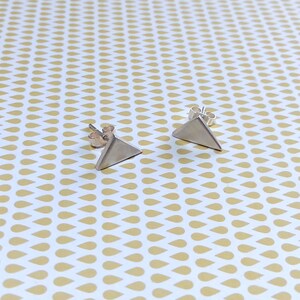 Silver Triangle Earrings -  Triangle Sterling Silver Studs - Sterling Silver Triangle Earrings.
