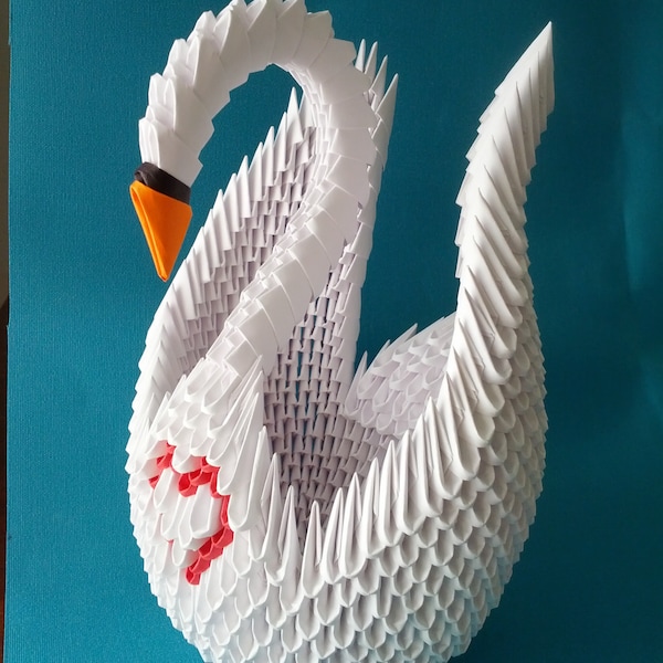 Très grand cygne origami 3D fait main, - Idéal pour un mariage, une douche nuptiale !!