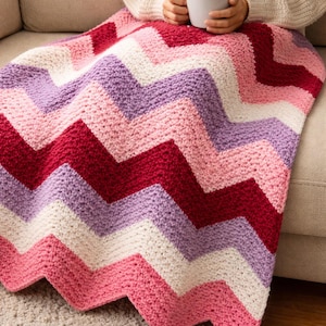 Easy Crochet Chevron Afghan Blanket Pattern PDF Tutorial